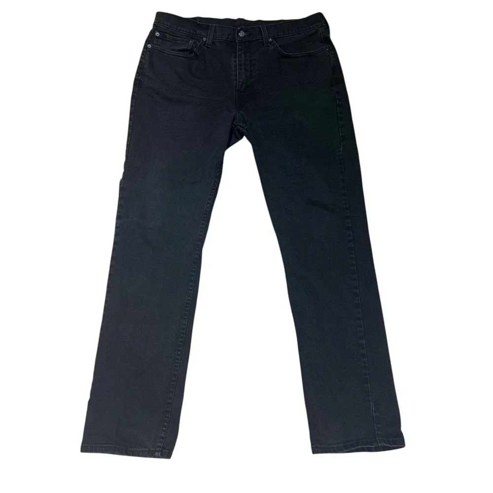 LEVIS 514 Straight Leg Jeans Mens 36x32 Black Dark Wash Denim